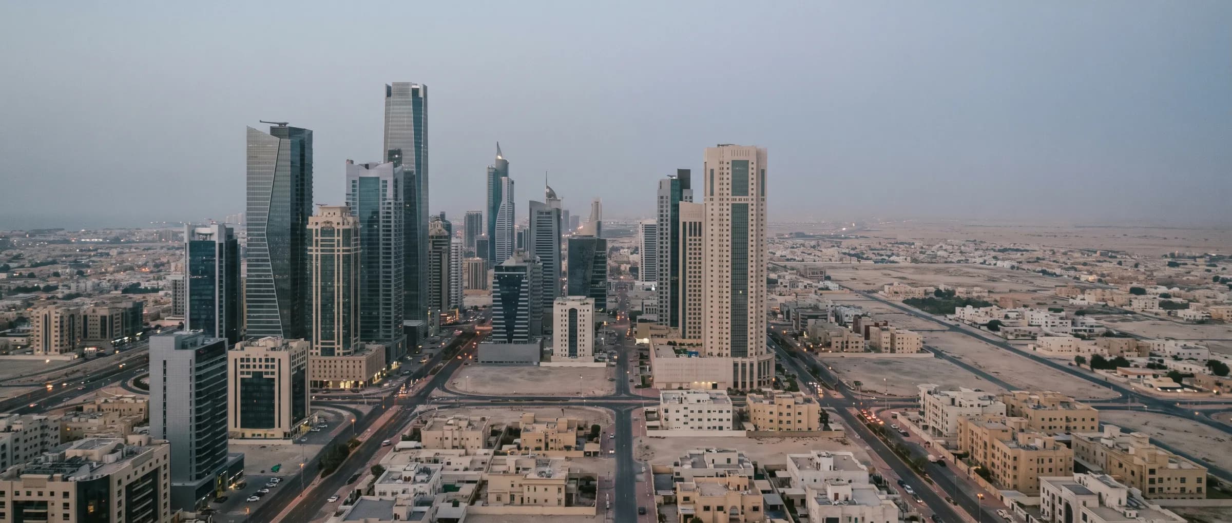 Riyadh’s central business district at dusk — the market Amthal’s network serves